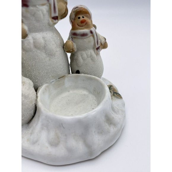 Vintage Snowman Candle Clay Pottery Tea Light Votive Holder Large Christmas - Picture 7 of 10